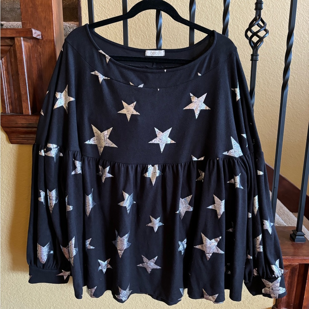 Boutique silver star blouse 2X